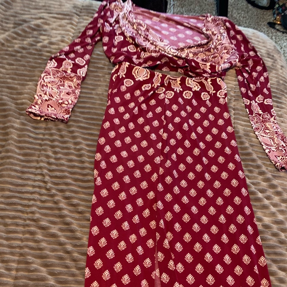 Two Piece Long Split Skirt w/ Top